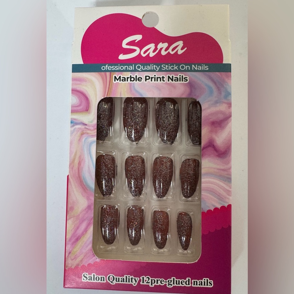 🛍️Any 5 items for $15 🛍️ brown glitter almond nails 12pcs